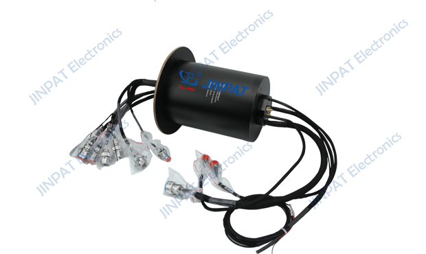 Slip ring with integrated 3-channel high-frequency and 3 Ethernet signals